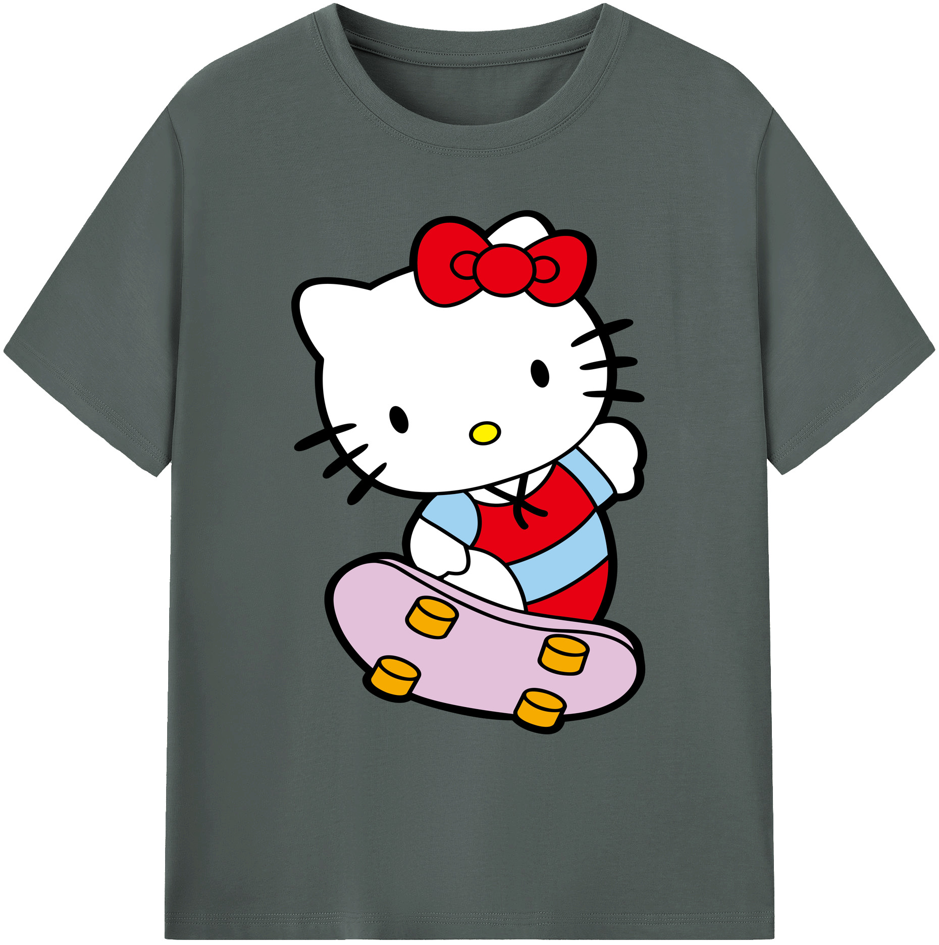 （画像用） Hello Kitty ハローキティ 綿100％ メンズ半袖Tシャツ｜肌触りやわらか＆通気性